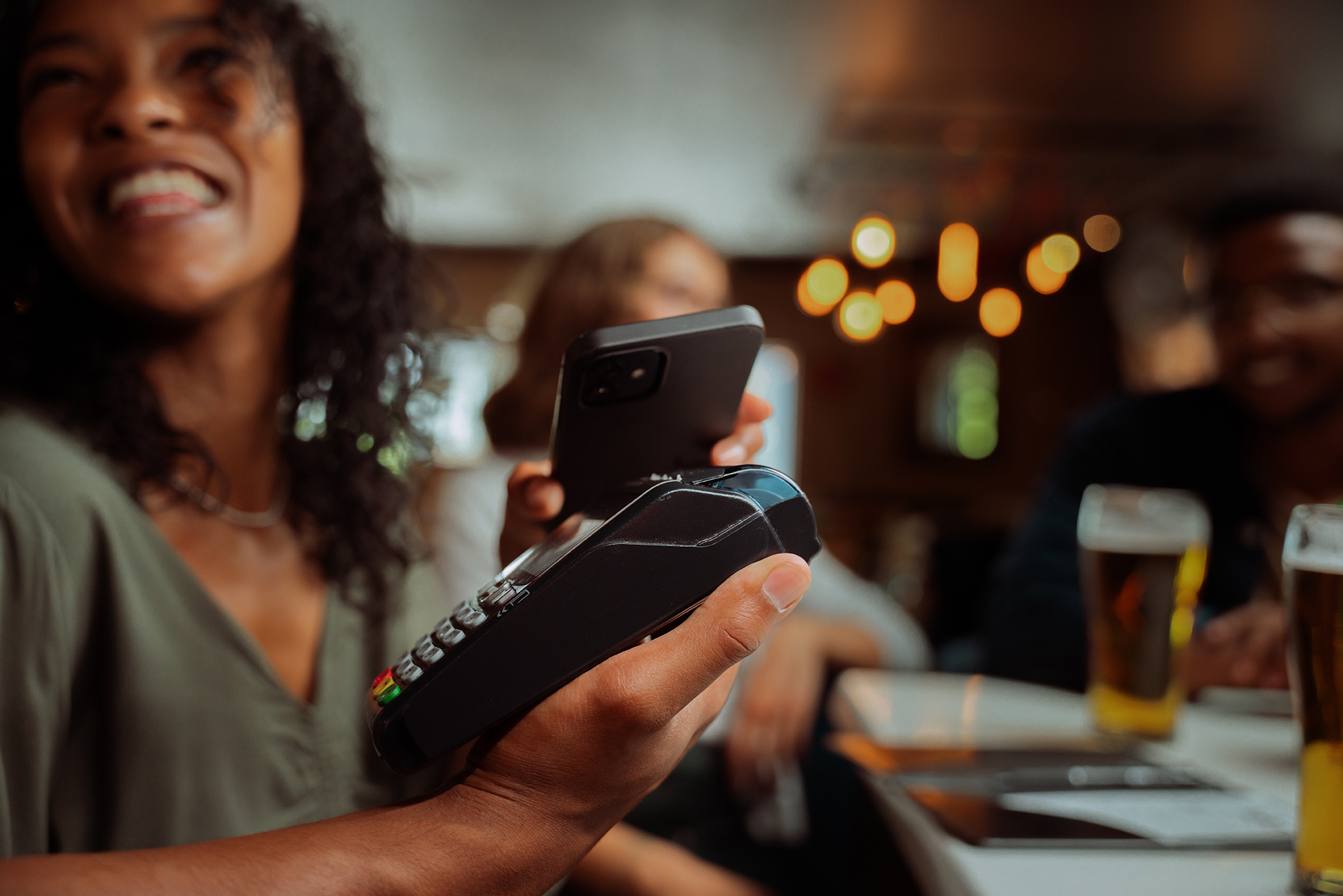 digital payment system at a restaurant/bar